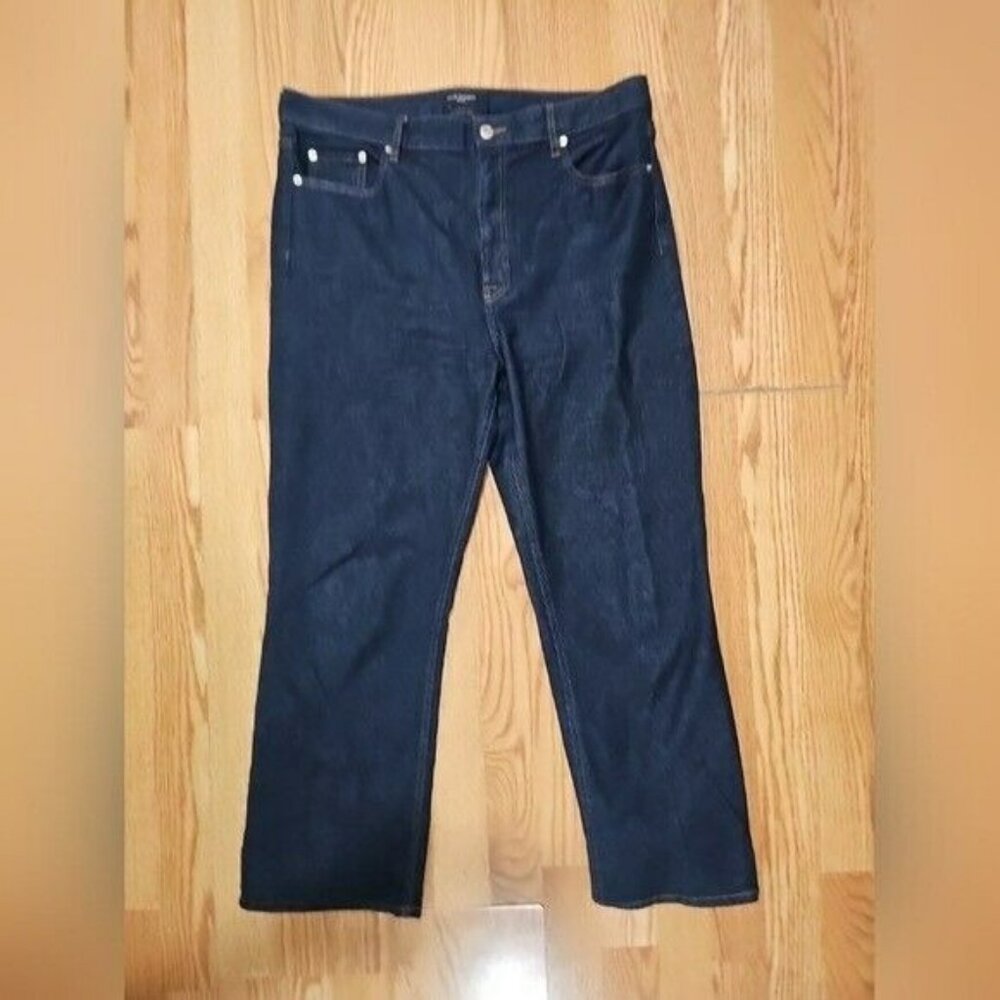 Club Monaco Denim Jeans Women Sz 34 Dark Blue Wide Leg High Rise Retro Hippie